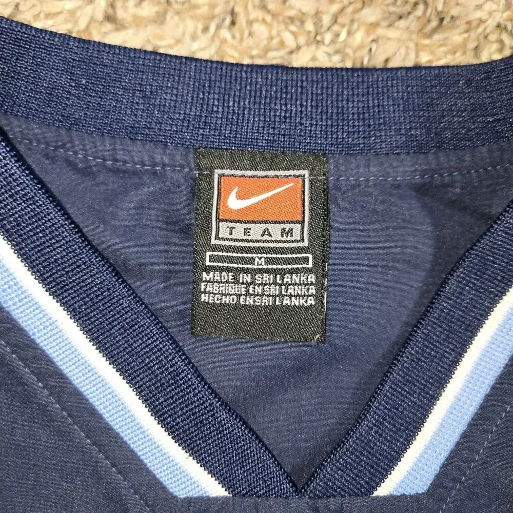 Nike UNC Tar Heels Pullover Jacket Boys Medium Navy Blue V Neck Windbreaker